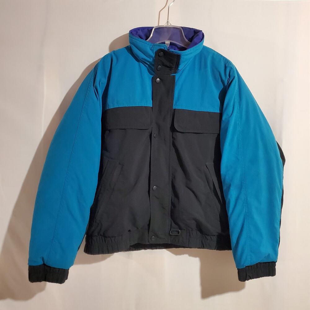 Vtg Eddie Bauer Mens Goose Down Insulated Puffer Lined Nylon Jacket Size L 80s
